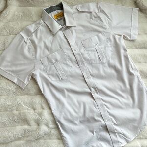 JetSeam Pilot Uniform - GENTLY USED - White Button Down Shirt Crisp Cotton